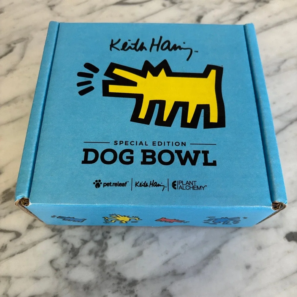 Keith Haring Dog Bowl Blue Special Edition Barking Dog Art